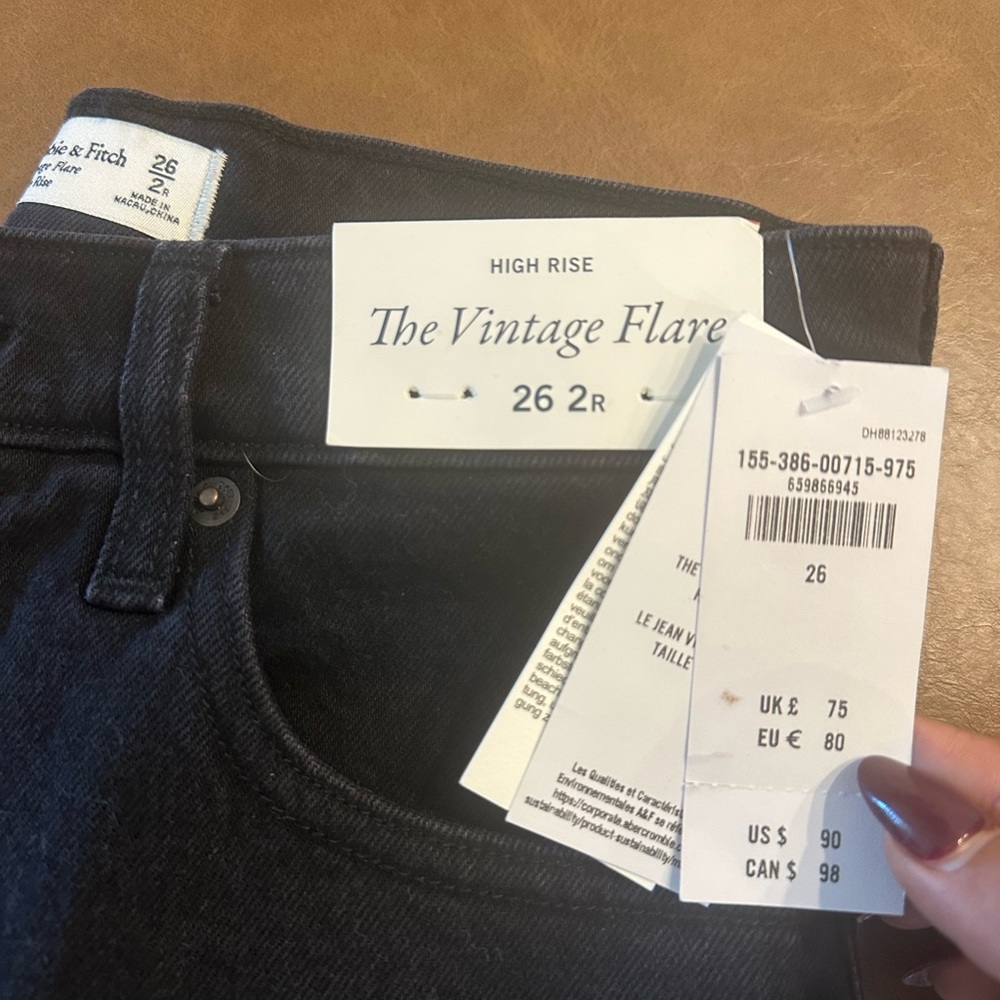 Abercrombie & Fitch Black Vintage Flare SZ 2 Jeans 26 High Rise
